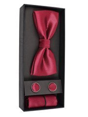 KOMPLET MUCHA POSZETKA SPINKI BORDOWA