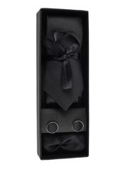 KOMPLET KRAWAT POSZETKA SPINKI CZARNY