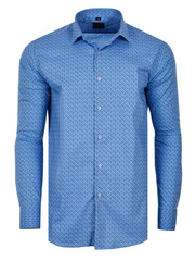 KOSZULA WZORY NIEBIESKA DŁUGI RĘKAW