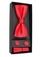 KOMPLET MUCHA POSZETKA SPINKI CZERWONA