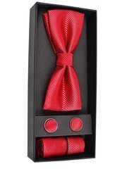 KOMPLET MUCHA POSZETKA SPINKI CZERWONA