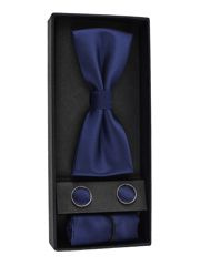 KOMPLET MUCHA POSZETKA SPINKI GRANATOWA