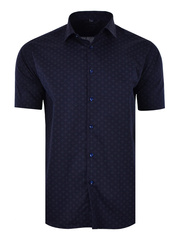 KOSZULA WZORY GRANATOWA KRÓTKI RĘKAW DUŻA