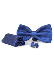 KOMPLET MUCHA POSZETKA SPINKI NIEBIESKA WZORY