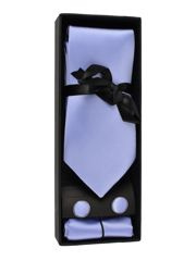 KOMPLET KRAWAT POSZETKA SPINKI NIEBIESKI