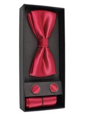 KOMPLET MUCHA POSZETKA SPINKI BORDOWA