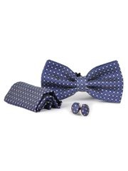 KOMPLET MUCHA POSZETKA SPINKI NIEBIESKA WZORY